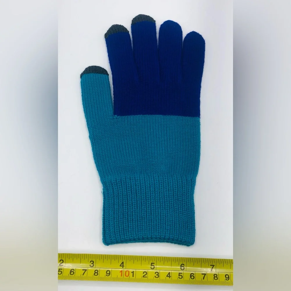Verloop Color Block Touchscreen Gloves Mittens Green Blue Black Color OS